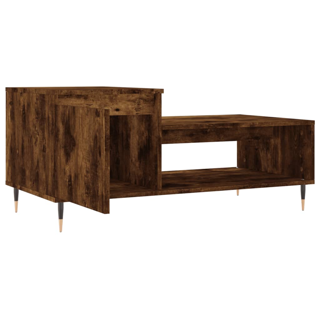 Salontafel 100x50x45 cm bewerkt hout gerookt eikenkleurig is nu te koop bij PeponiXL, paradijselijk wonen!
