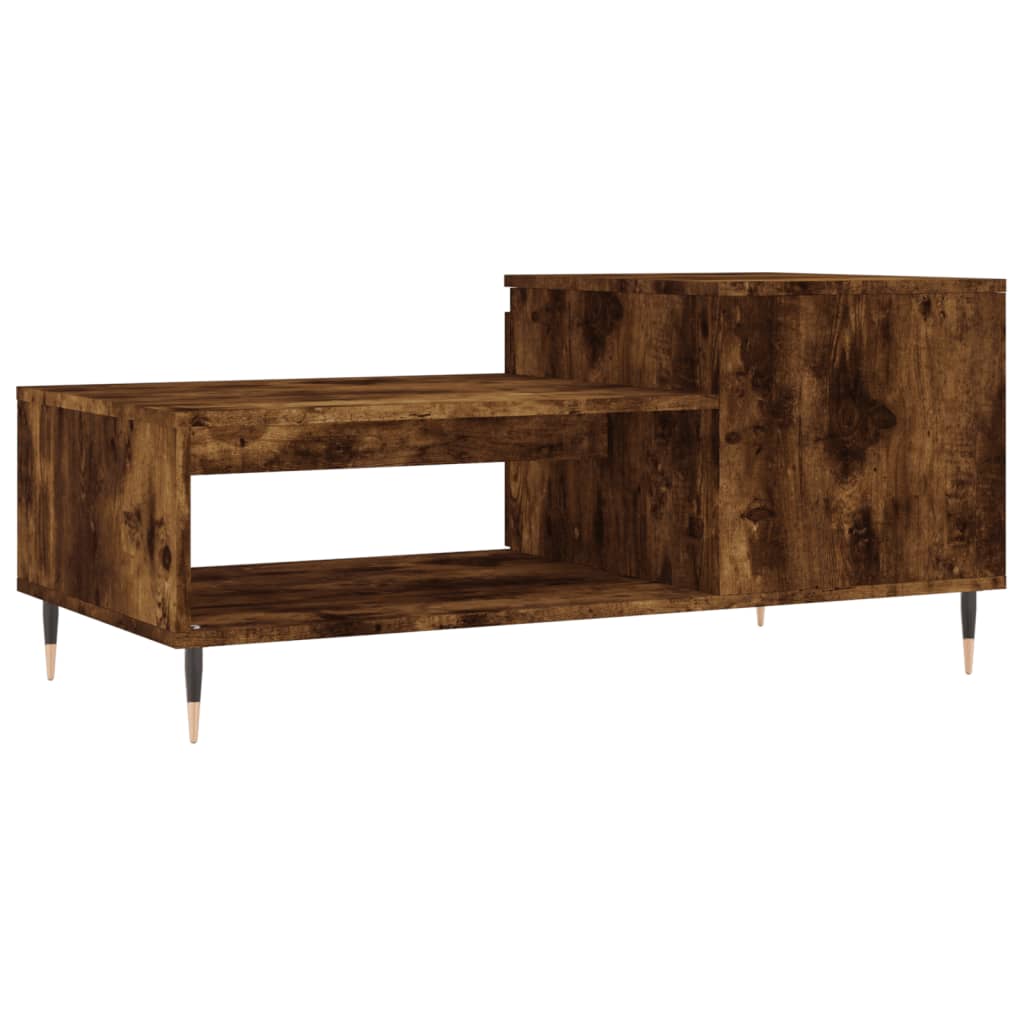 Salontafel 100x50x45 cm bewerkt hout gerookt eikenkleurig is nu te koop bij PeponiXL, paradijselijk wonen!
