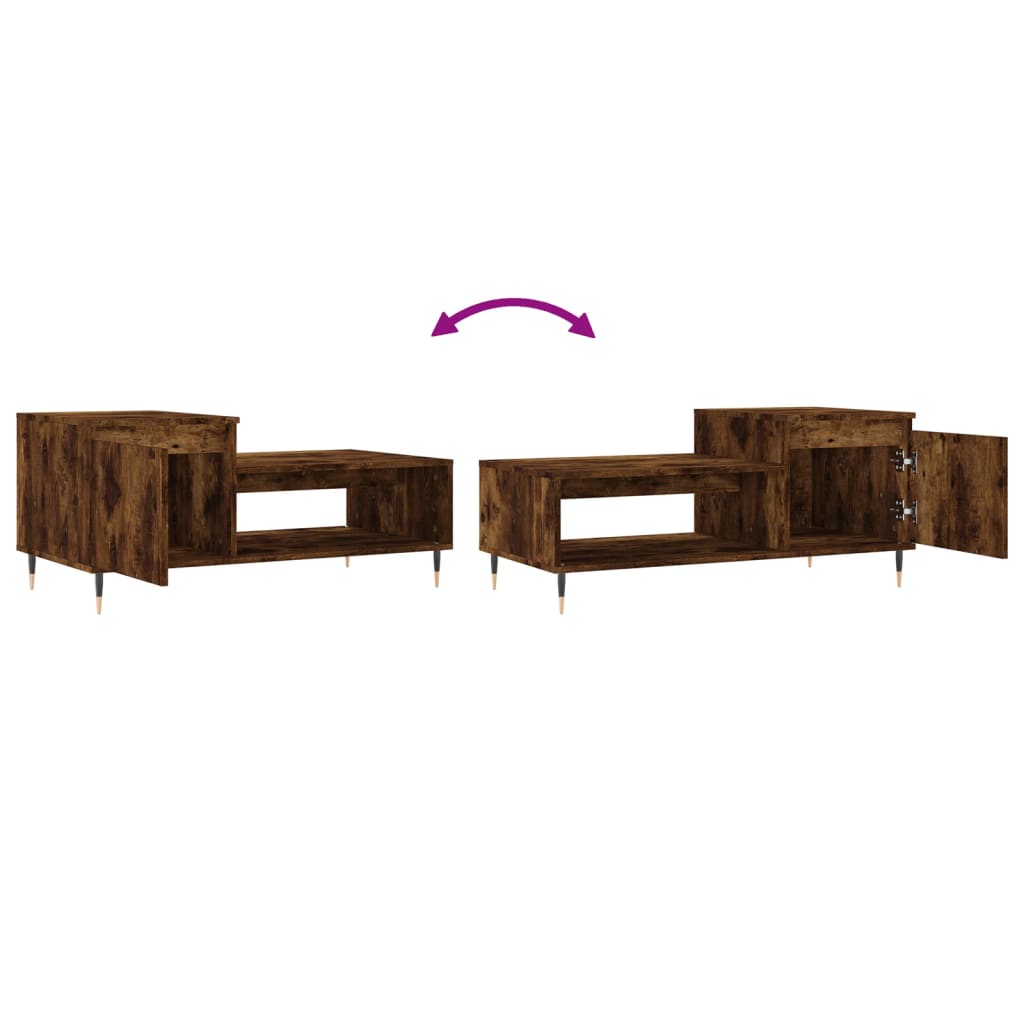 Salontafel 100x50x45 cm bewerkt hout gerookt eikenkleurig is nu te koop bij PeponiXL, paradijselijk wonen!