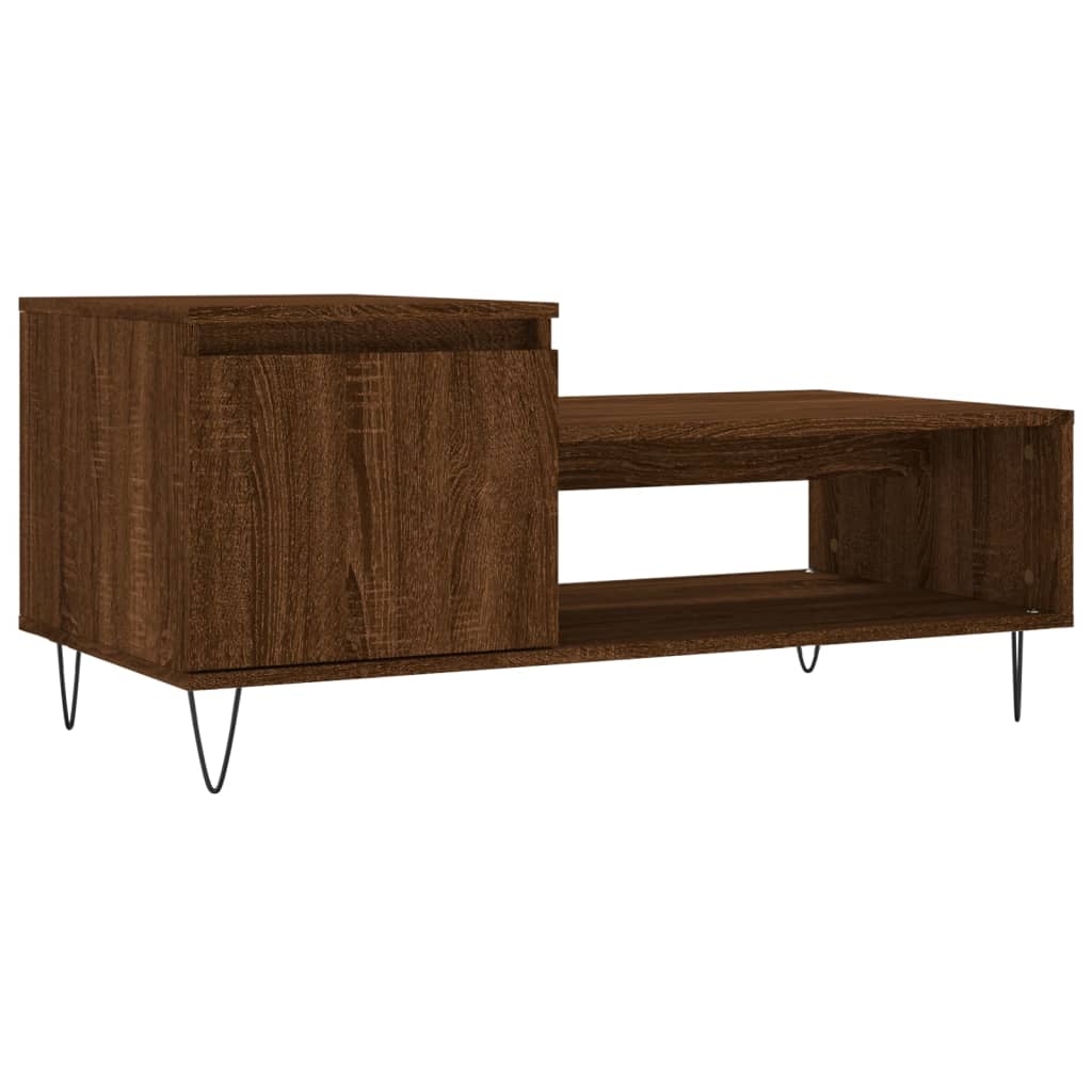 Salontafel 100x50x45 cm bewerkt hout bruineiken is nu te koop bij PeponiXL, paradijselijk wonen!