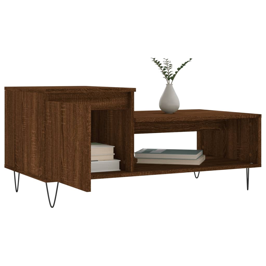 Salontafel 100x50x45 cm bewerkt hout bruineiken is nu te koop bij PeponiXL, paradijselijk wonen!