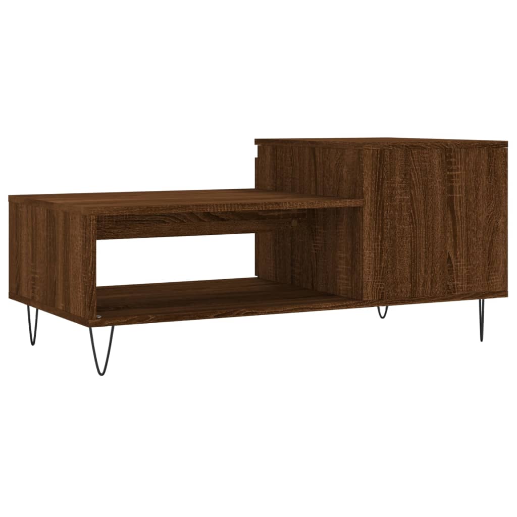 Salontafel 100x50x45 cm bewerkt hout bruineiken is nu te koop bij PeponiXL, paradijselijk wonen!