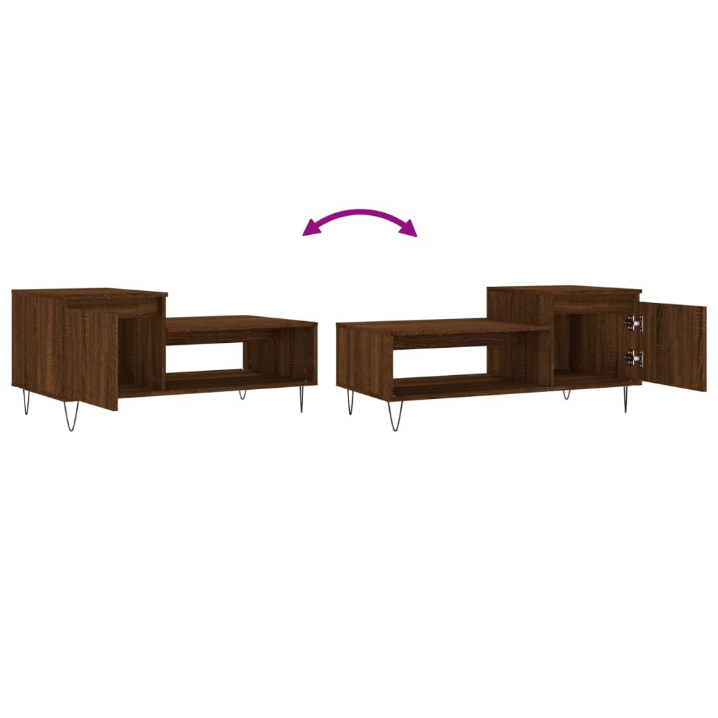 Salontafel 100x50x45 cm bewerkt hout bruineiken is nu te koop bij PeponiXL, paradijselijk wonen!