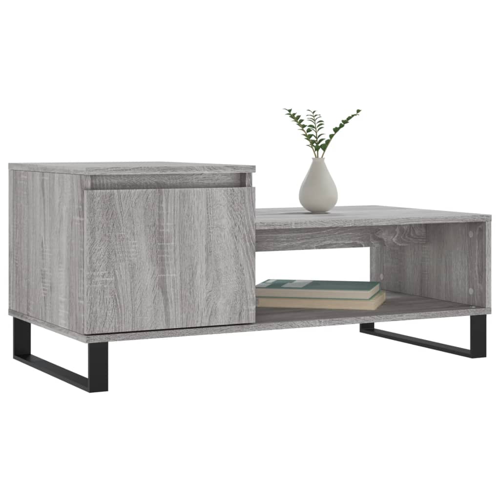 Salontafel 100x50x45 cm bewerkt hout grijs sonoma is nu te koop bij PeponiXL, paradijselijk wonen!