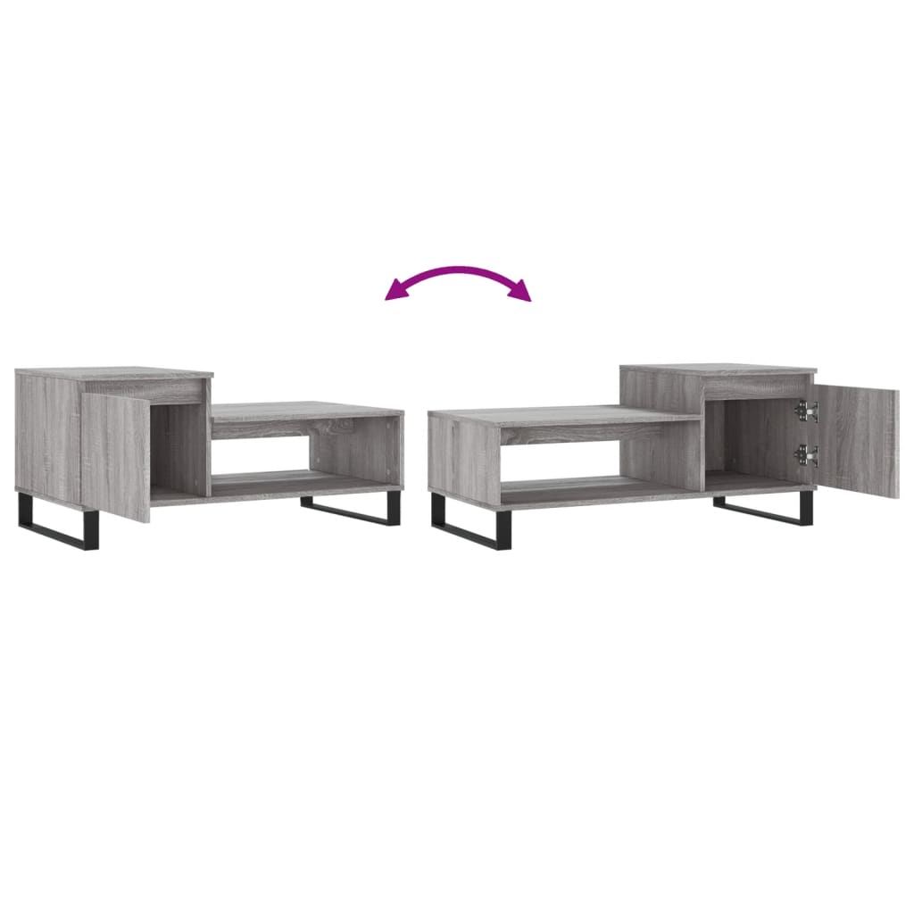 Salontafel 100x50x45 cm bewerkt hout grijs sonoma is nu te koop bij PeponiXL, paradijselijk wonen!
