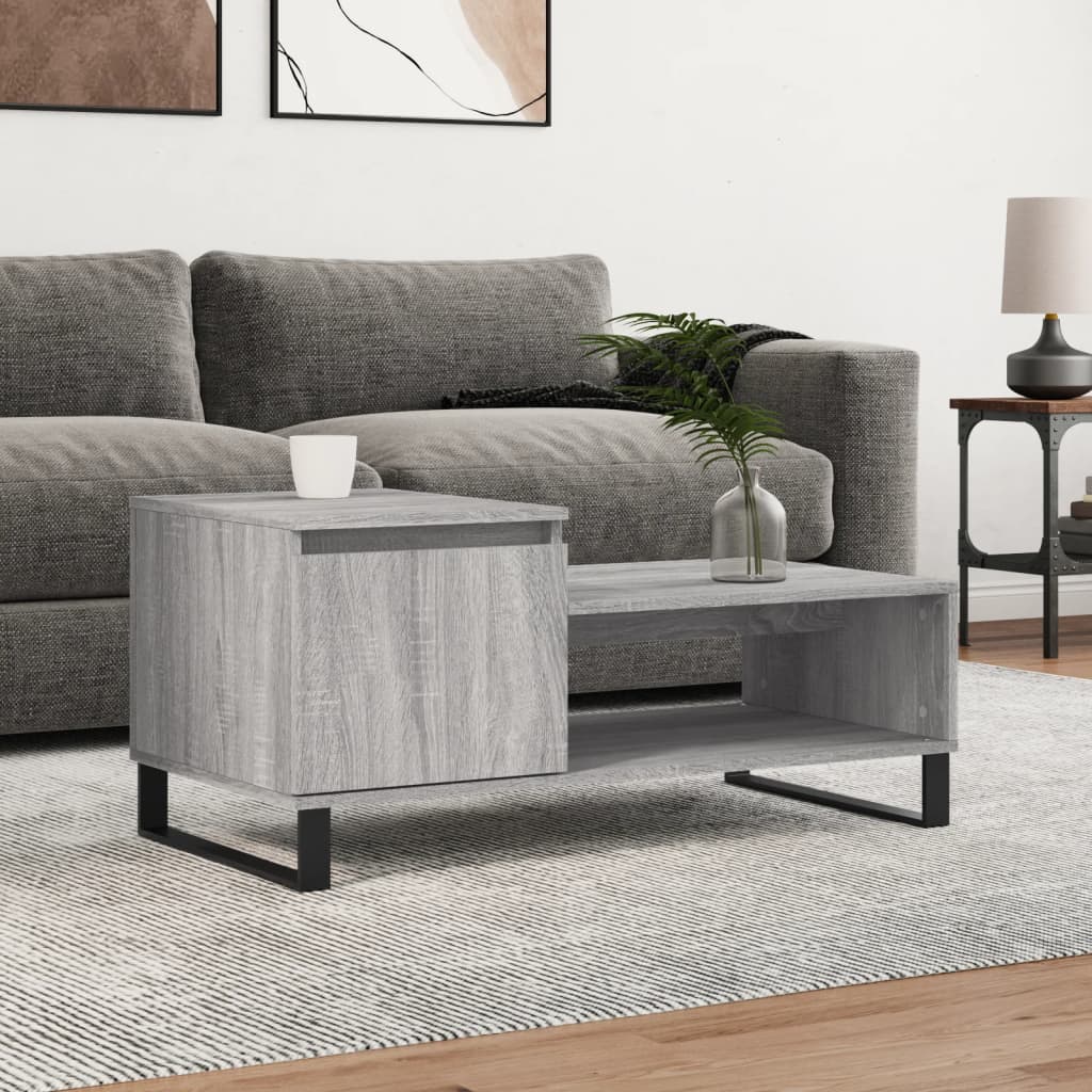 Salontafel 100x50x45 cm bewerkt hout grijs sonoma is nu te koop bij PeponiXL, paradijselijk wonen!
