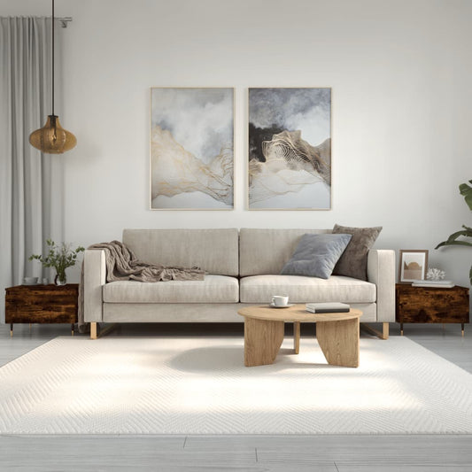 Salontafels 2 st 50x46x35 cm bewerkt hout gerookt eikenkleurig is nu te koop bij PeponiXL, paradijselijk wonen!