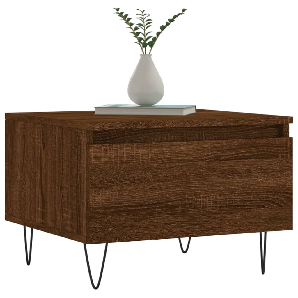Salontafels 2 st 50x46x35 cm bewerkt hout bruin eikenkleur is nu te koop bij PeponiXL, paradijselijk wonen!