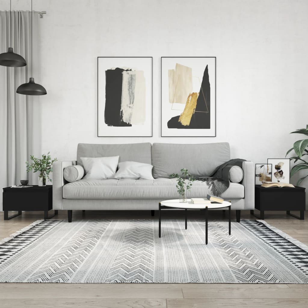 Salontafels 2 st 50x46x35 cm bewerkt hout zwart is nu te koop bij PeponiXL, paradijselijk wonen!