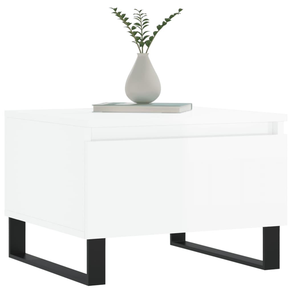 Salontafels 2 st 50x46x35 cm bewerkt hout hoogglans wit is nu te koop bij PeponiXL, paradijselijk wonen!