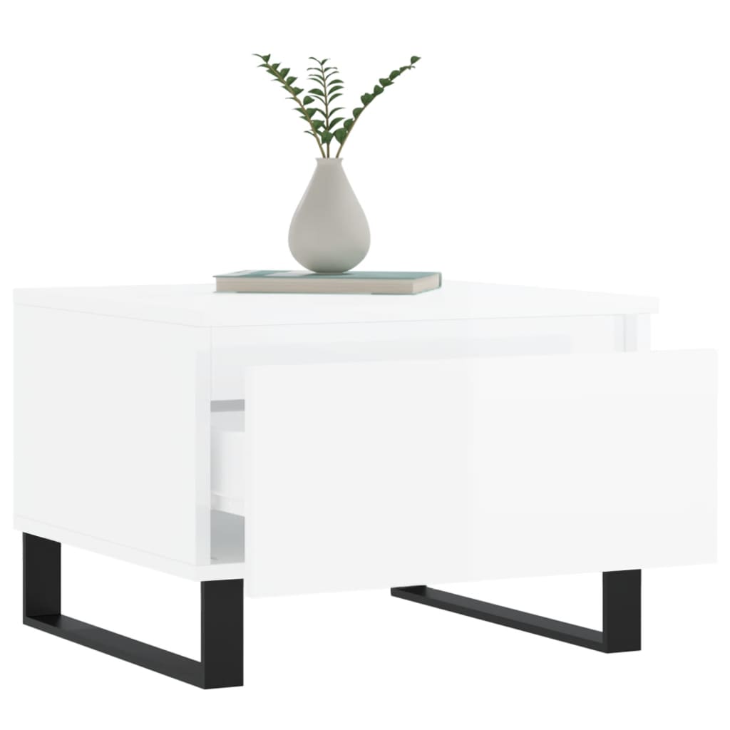 Salontafels 2 st 50x46x35 cm bewerkt hout hoogglans wit is nu te koop bij PeponiXL, paradijselijk wonen!