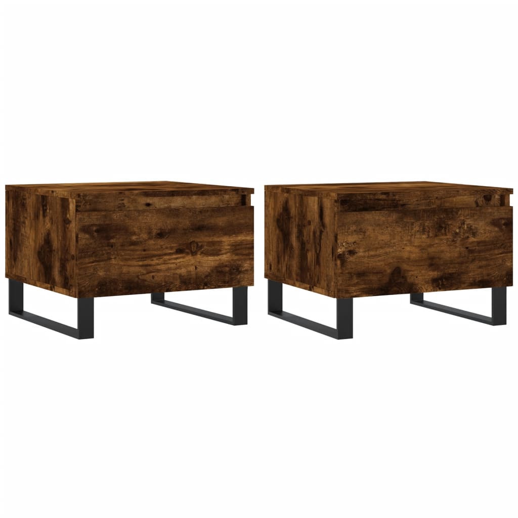 Salontafels 2 st 50x46x35 cm bewerkt hout gerookt eikenkleurig is nu te koop bij PeponiXL, paradijselijk wonen!