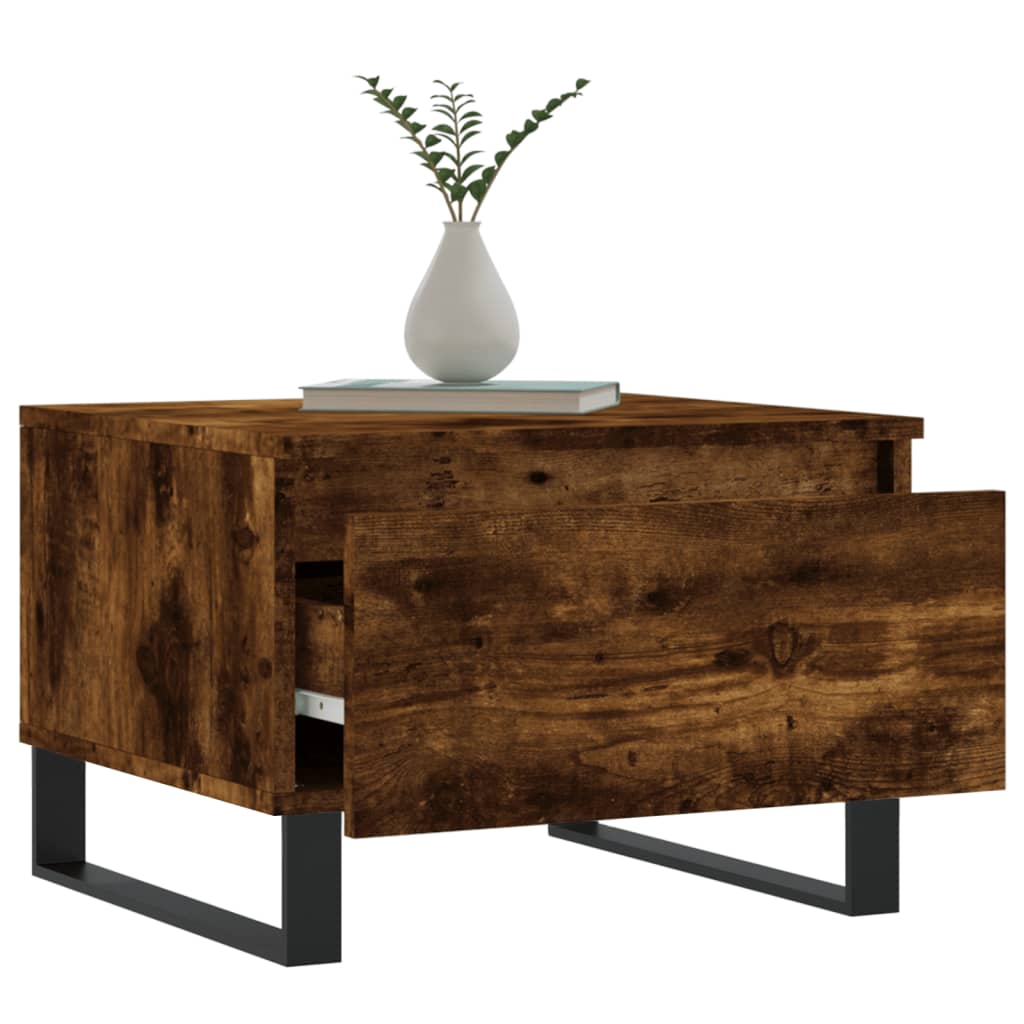 Salontafels 2 st 50x46x35 cm bewerkt hout gerookt eikenkleurig is nu te koop bij PeponiXL, paradijselijk wonen!