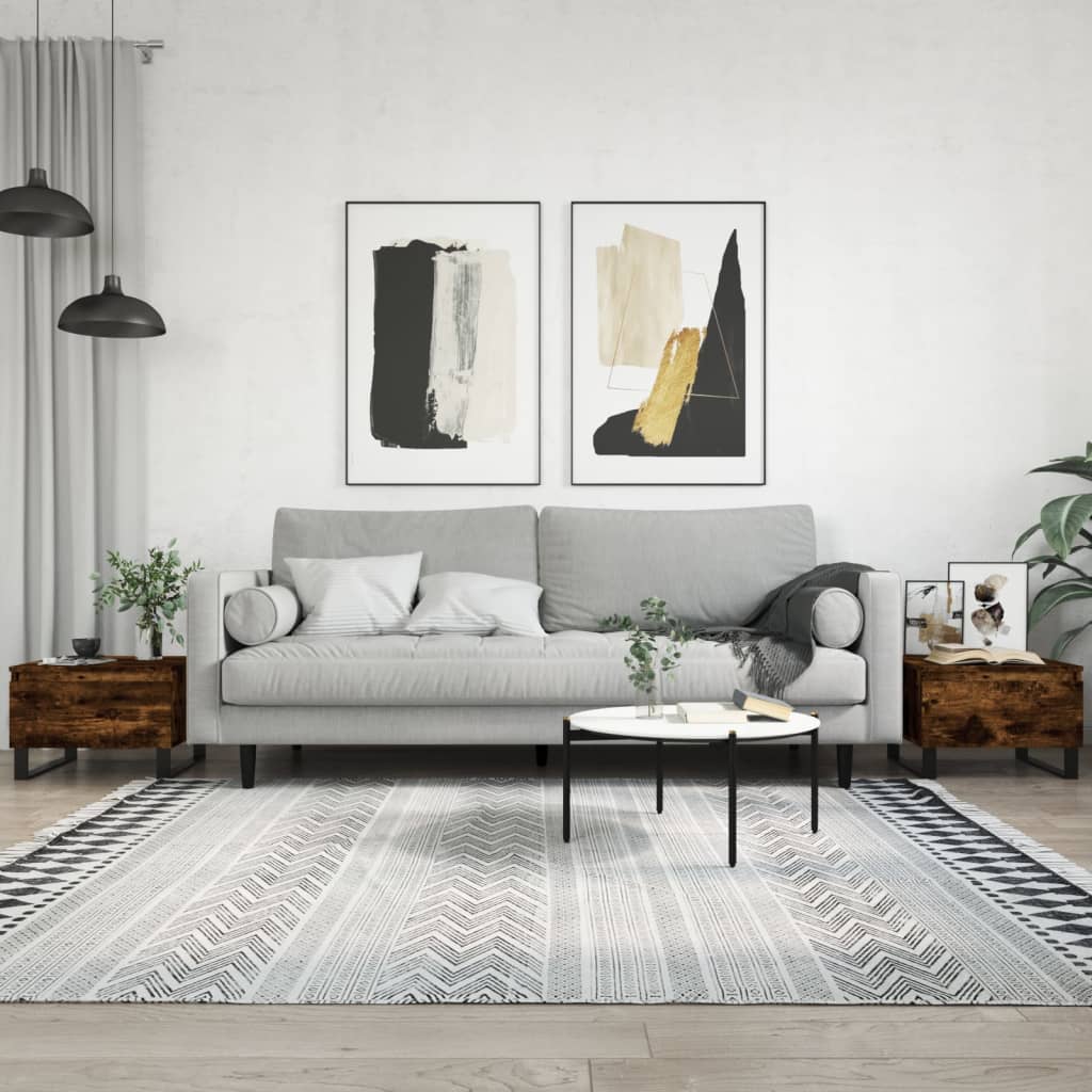 Salontafels 2 st 50x46x35 cm bewerkt hout gerookt eikenkleurig is nu te koop bij PeponiXL, paradijselijk wonen!