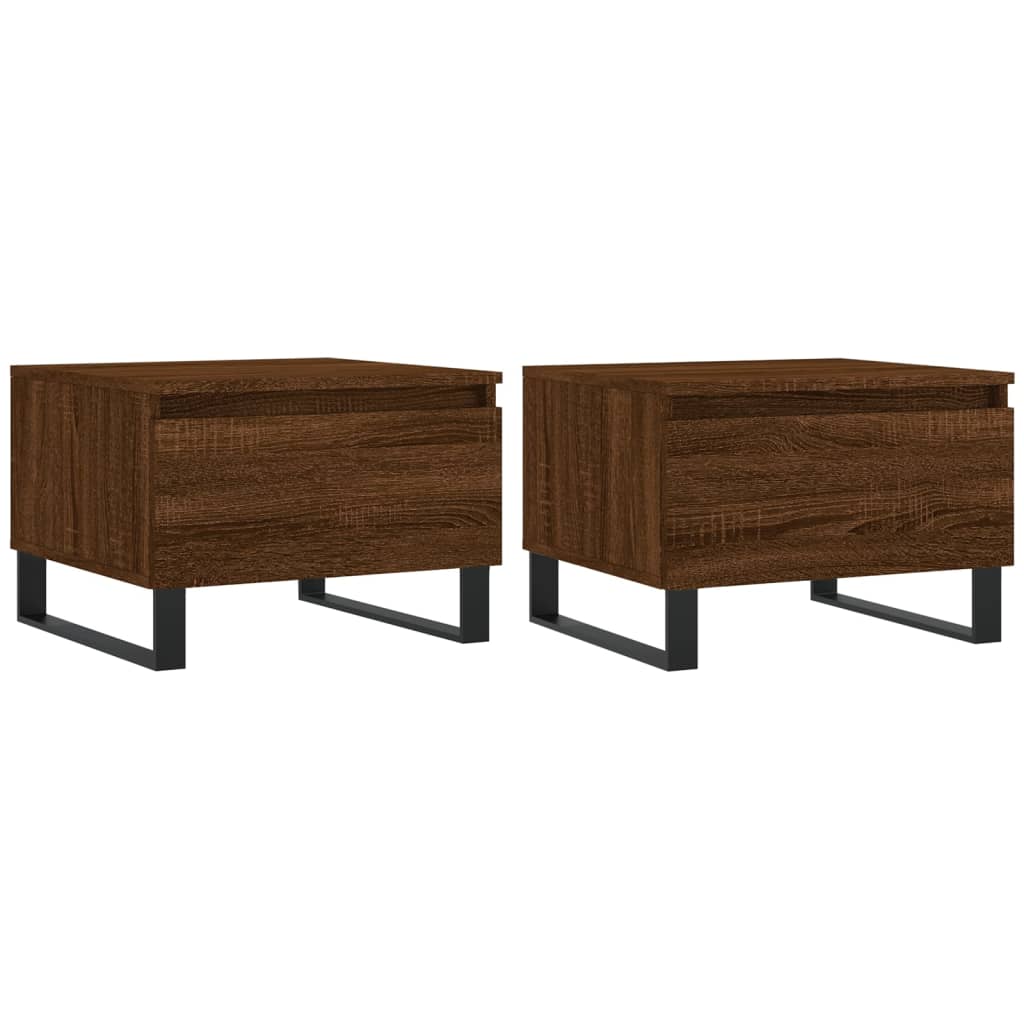 Salontafels 2 st 50x46x35 cm bewerkt hout bruin eikenkleur is nu te koop bij PeponiXL, paradijselijk wonen!