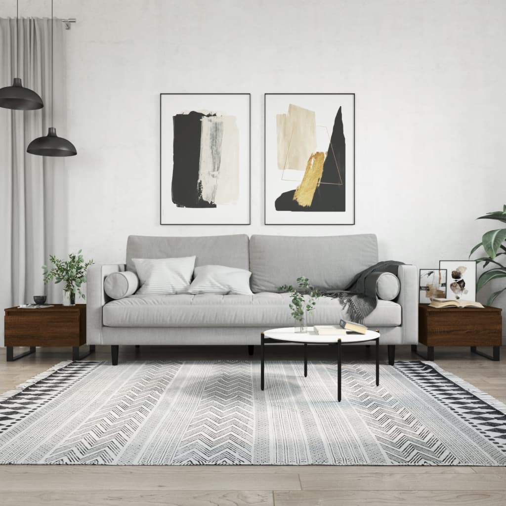 Salontafels 2 st 50x46x35 cm bewerkt hout bruin eikenkleur is nu te koop bij PeponiXL, paradijselijk wonen!