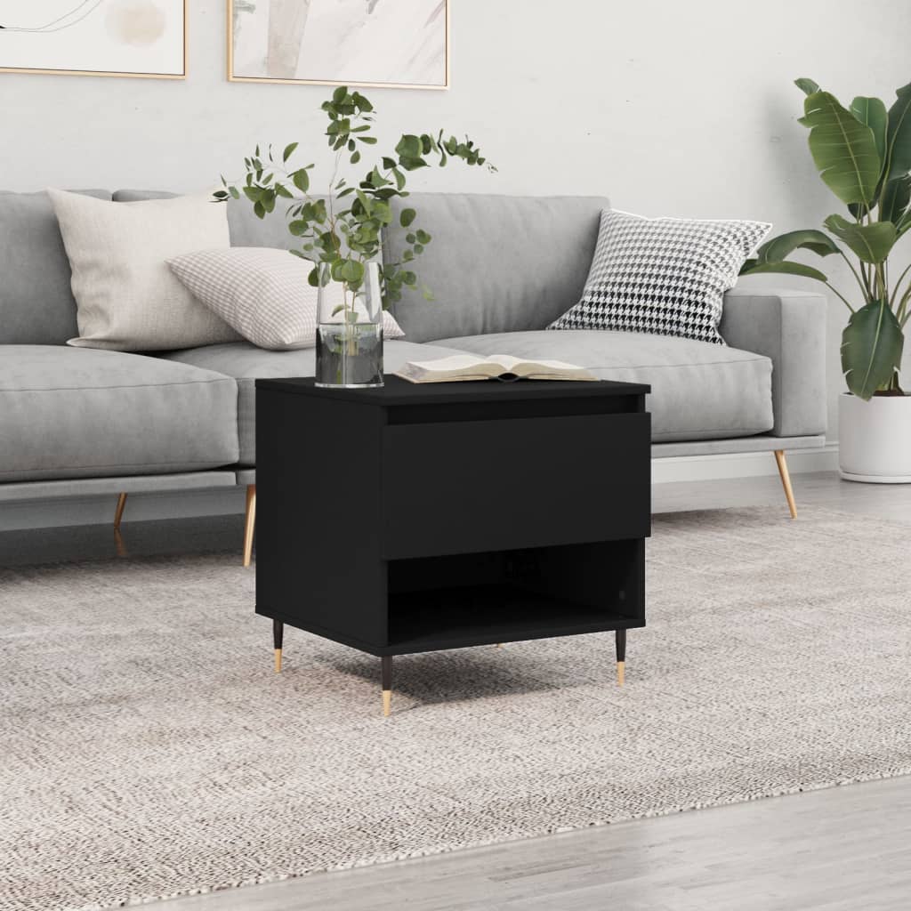 Salontafel 50x46x50 cm bewerkt hout zwart is nu te koop bij PeponiXL, paradijselijk wonen!