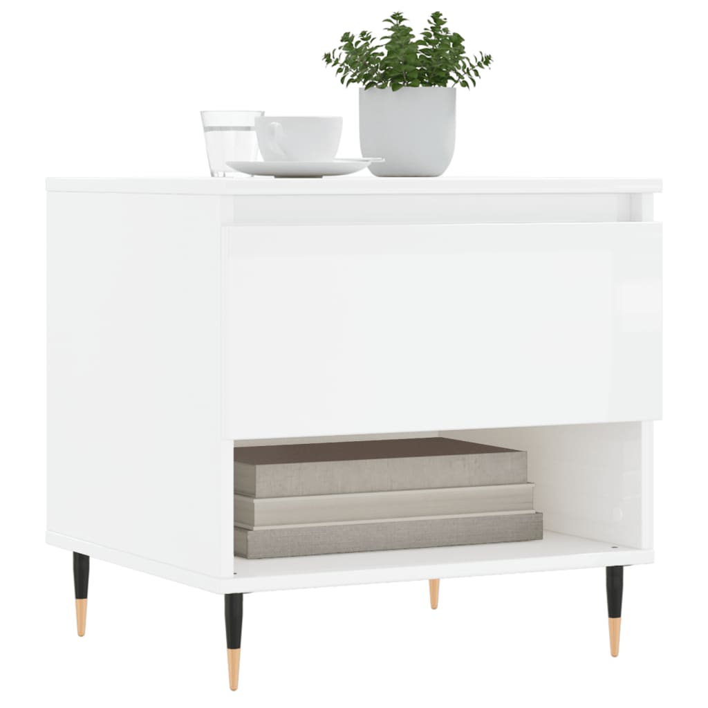 Salontafels 2 st 50x46x50 cm bewerkt hout hoogglans wit is nu te koop bij PeponiXL, paradijselijk wonen!