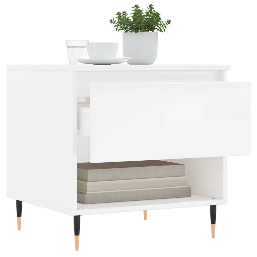 Salontafels 2 st 50x46x50 cm bewerkt hout hoogglans wit is nu te koop bij PeponiXL, paradijselijk wonen!