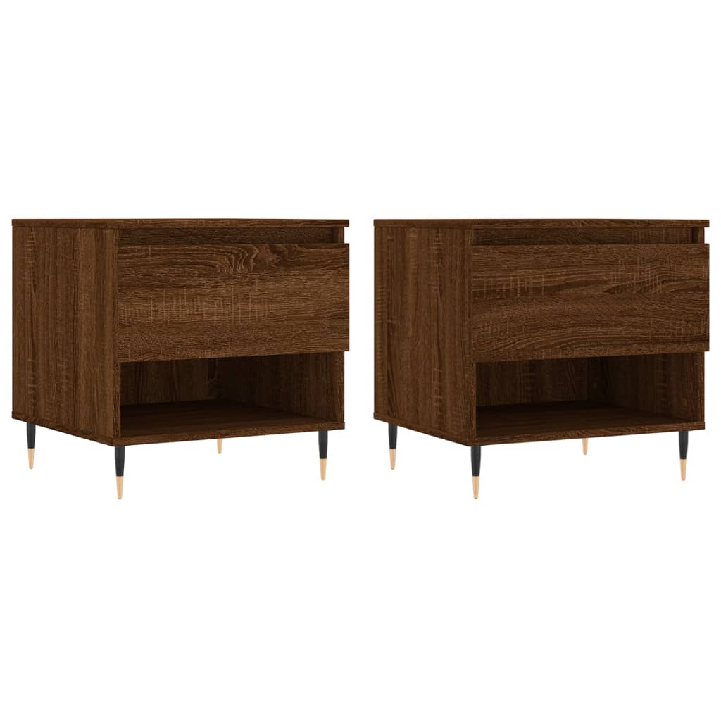 Salontafels 2 st 50x46x50 cm bewerkt hout bruin eikenkleur is nu te koop bij PeponiXL, paradijselijk wonen!
