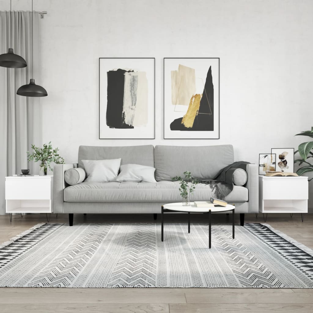 Salontafels 2 st 50x46x50 cm bewerkt hout wit is nu te koop bij PeponiXL, paradijselijk wonen!