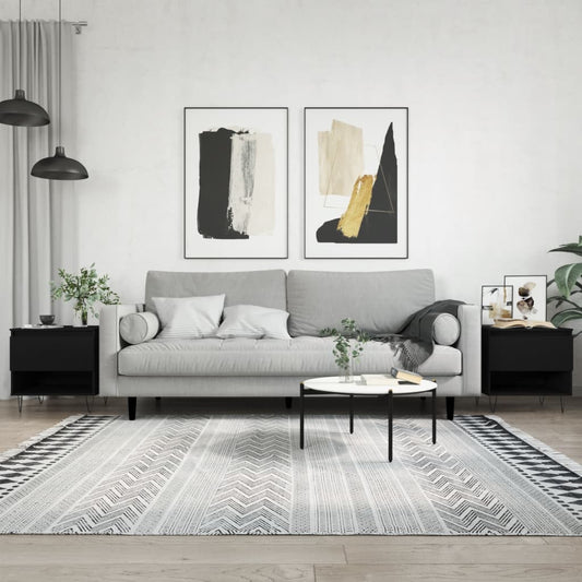 Salontafels 2 st 50x46x50 cm bewerkt hout zwart is nu te koop bij PeponiXL, paradijselijk wonen!