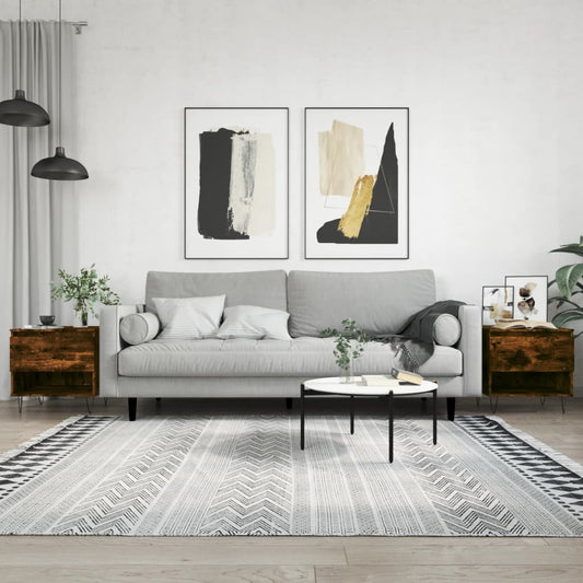 Salontafels 2 st 50x46x50 cm bewerkt hout gerookt eikenkleurig is nu te koop bij PeponiXL, paradijselijk wonen!