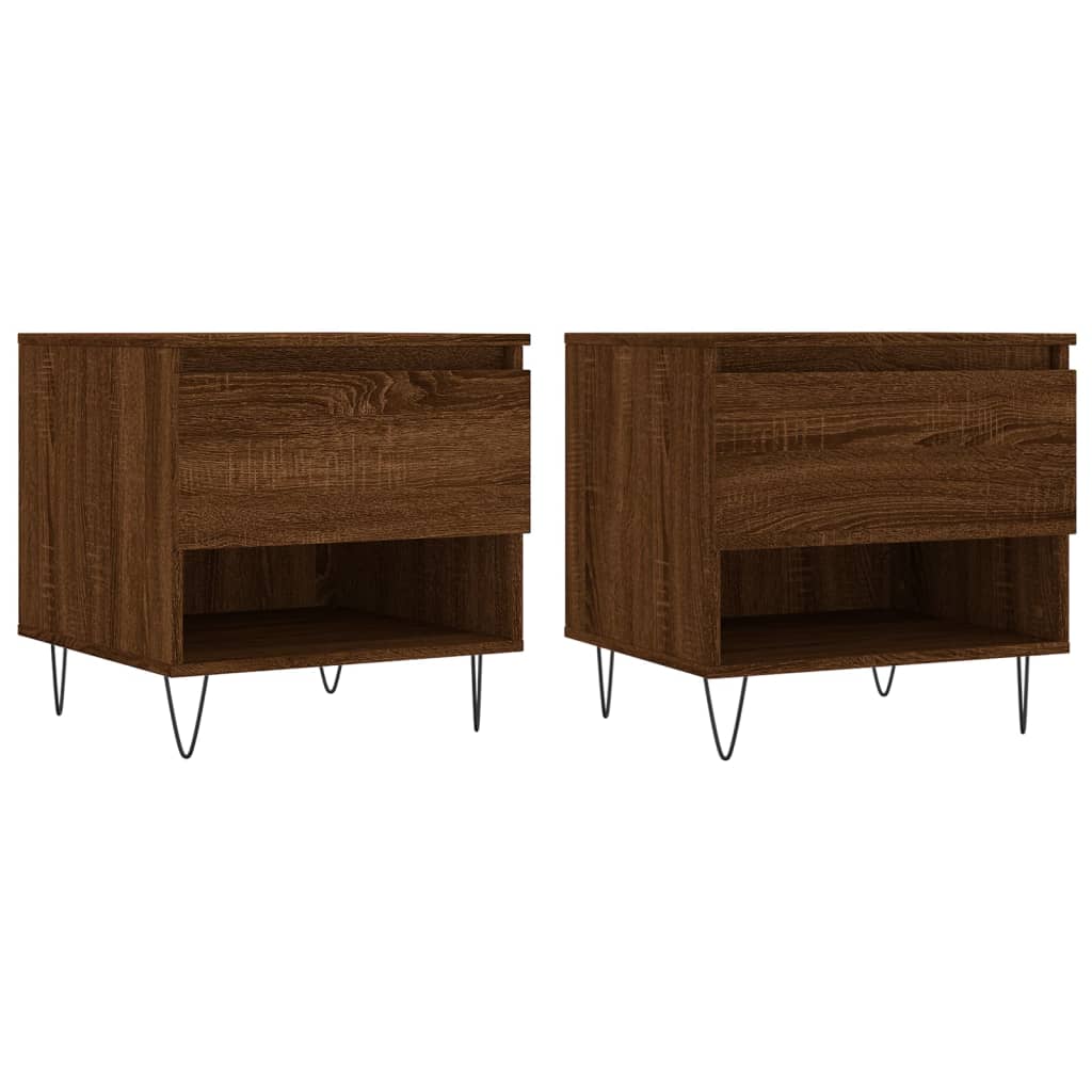 Salontafels 2 st 50x46x50 cm bewerkt hout bruin eikenkleur is nu te koop bij PeponiXL, paradijselijk wonen!