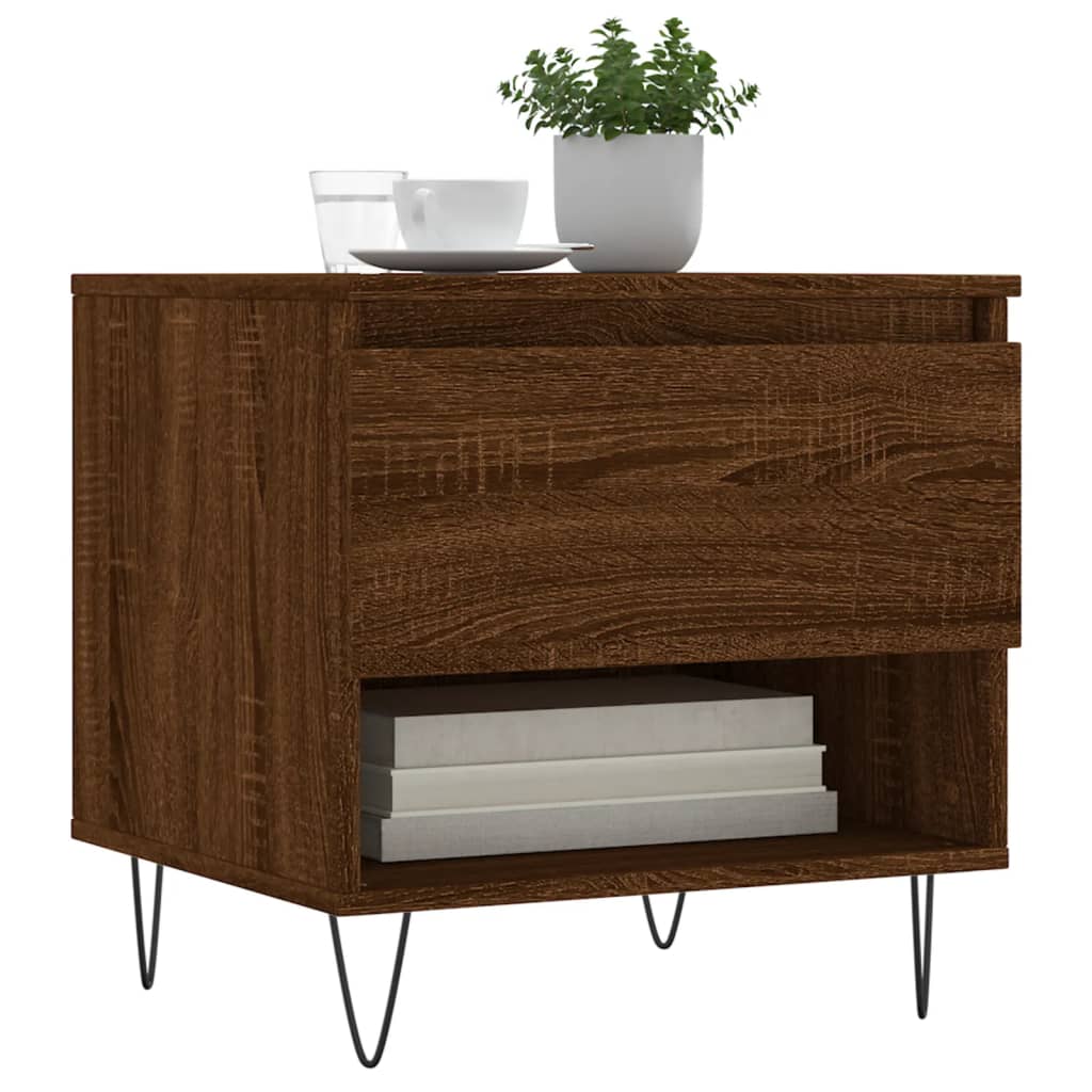Salontafels 2 st 50x46x50 cm bewerkt hout bruin eikenkleur is nu te koop bij PeponiXL, paradijselijk wonen!