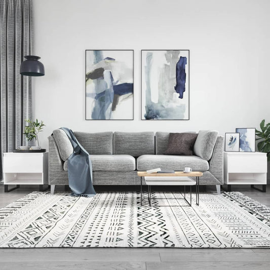 Salontafels 2 st 50x46x50 cm bewerkt hout hoogglans wit is nu te koop bij PeponiXL, paradijselijk wonen!