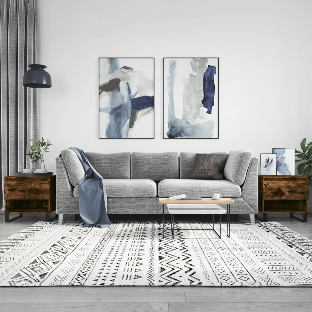 Salontafels 2 st 50x46x50 cm bewerkt hout gerookt eikenkleurig is nu te koop bij PeponiXL, paradijselijk wonen!