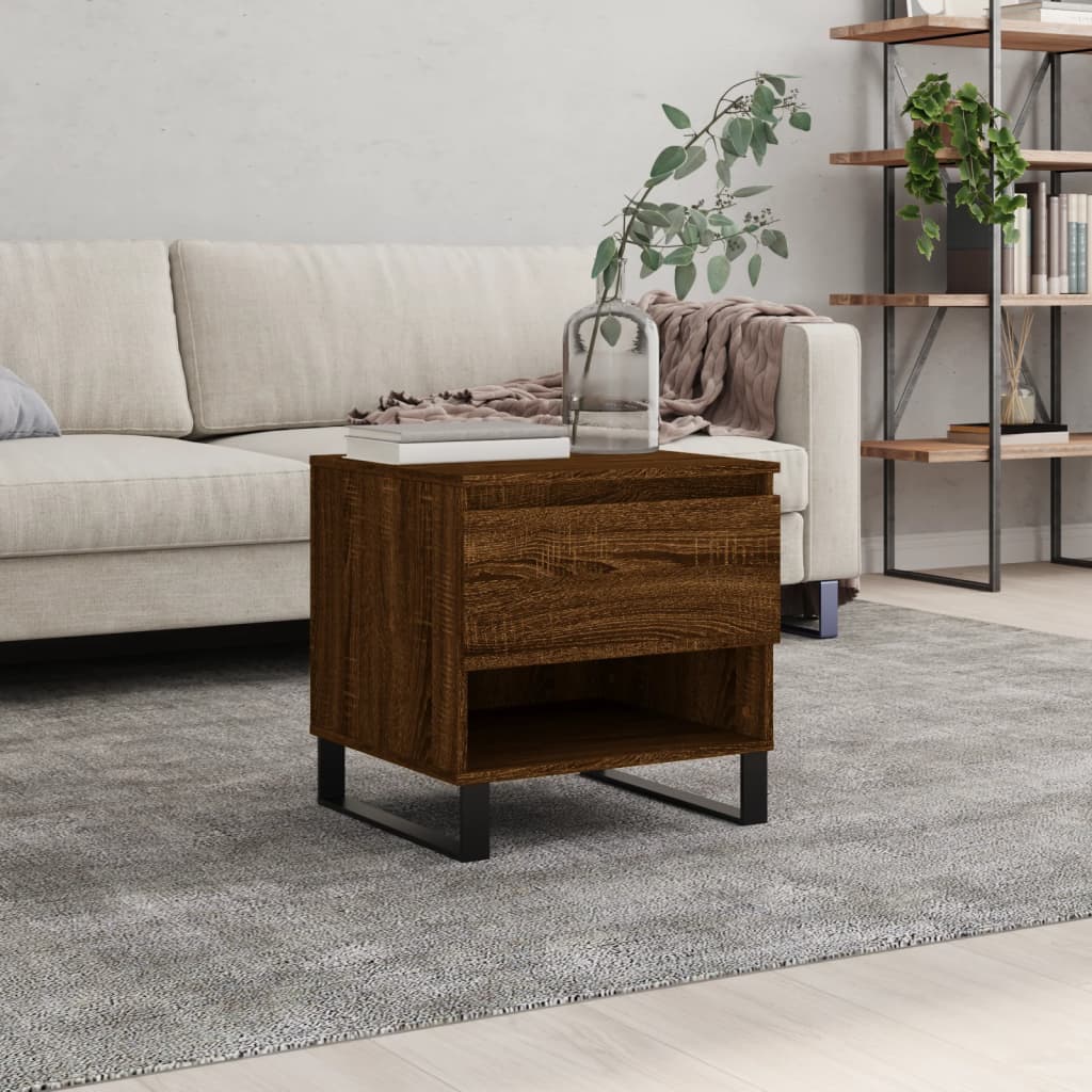 Salontafel 50x46x50 cm bewerkt hout bruin eikenkleur is nu te koop bij PeponiXL, paradijselijk wonen!