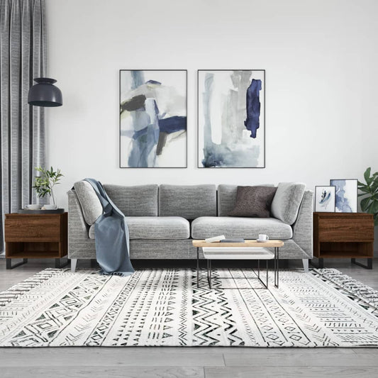 Salontafels 2 st 50x46x50 cm bewerkt hout bruin eikenkleur is nu te koop bij PeponiXL, paradijselijk wonen!