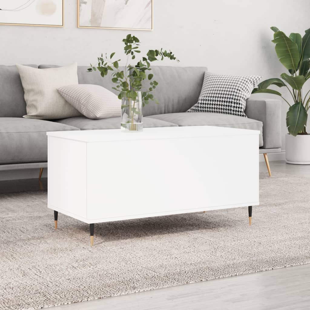 Salontafel 90x44,5x45 cm bewerkt hout wit is nu te koop bij PeponiXL, paradijselijk wonen!