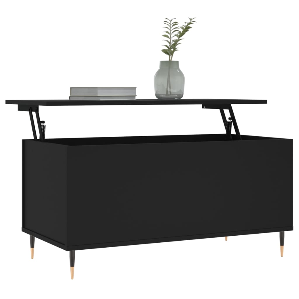 Salontafel 90x44,5x45 cm bewerkt hout zwart is nu te koop bij PeponiXL, paradijselijk wonen!