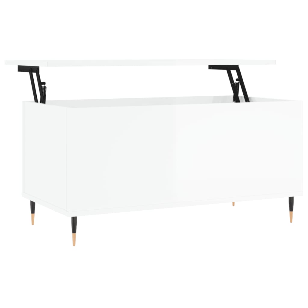 Salontafel 90x44,5x45 cm bewerkt hout hoogglans wit is nu te koop bij PeponiXL, paradijselijk wonen!
