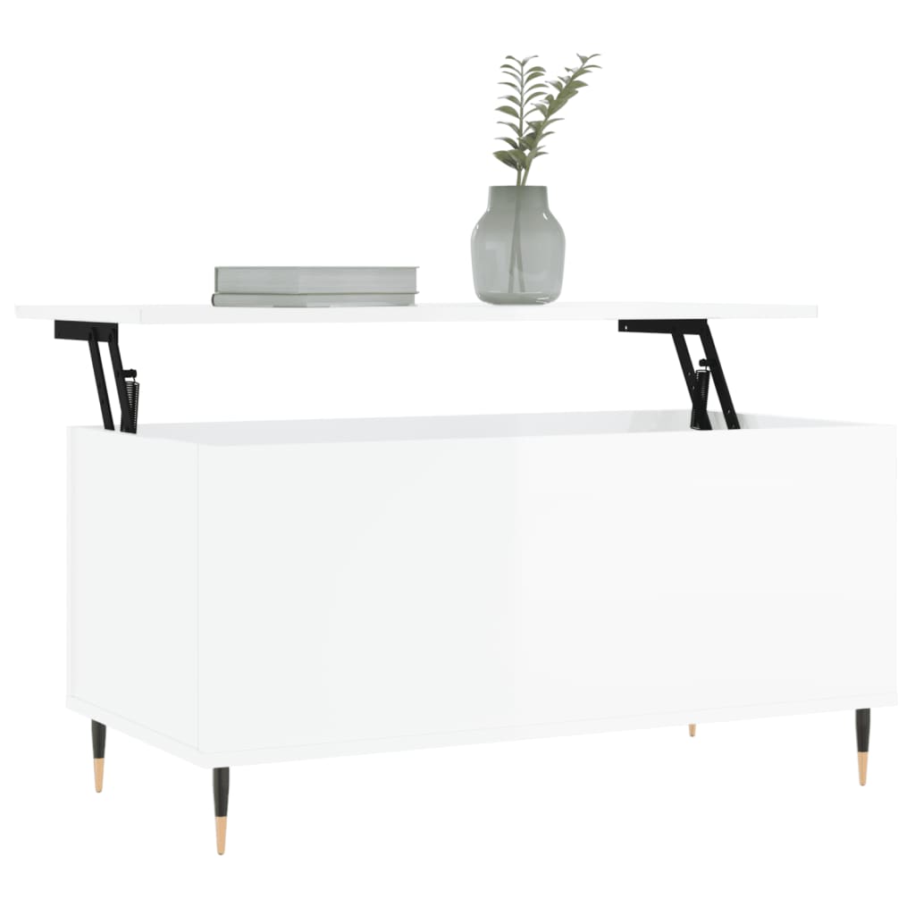 Salontafel 90x44,5x45 cm bewerkt hout hoogglans wit is nu te koop bij PeponiXL, paradijselijk wonen!