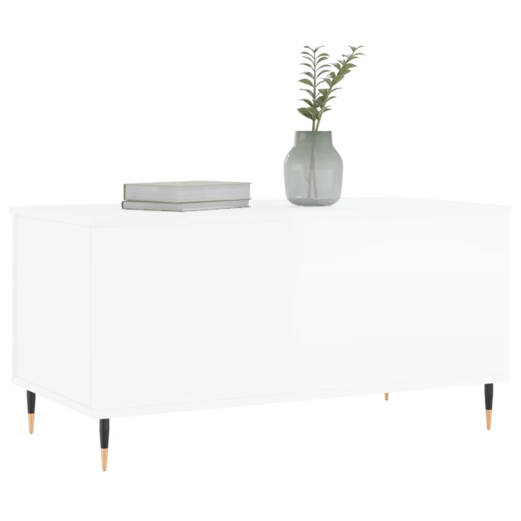 Salontafel 90x44,5x45 cm bewerkt hout hoogglans wit is nu te koop bij PeponiXL, paradijselijk wonen!