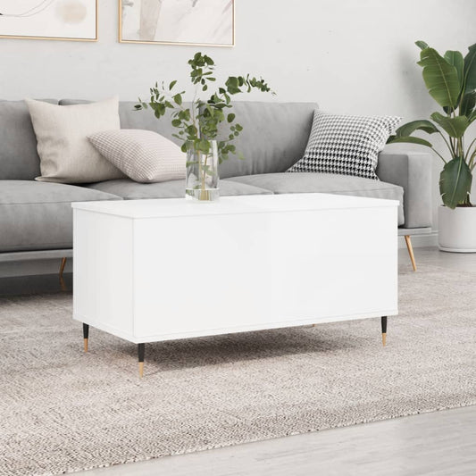 Salontafel 90x44,5x45 cm bewerkt hout hoogglans wit is nu te koop bij PeponiXL, paradijselijk wonen!