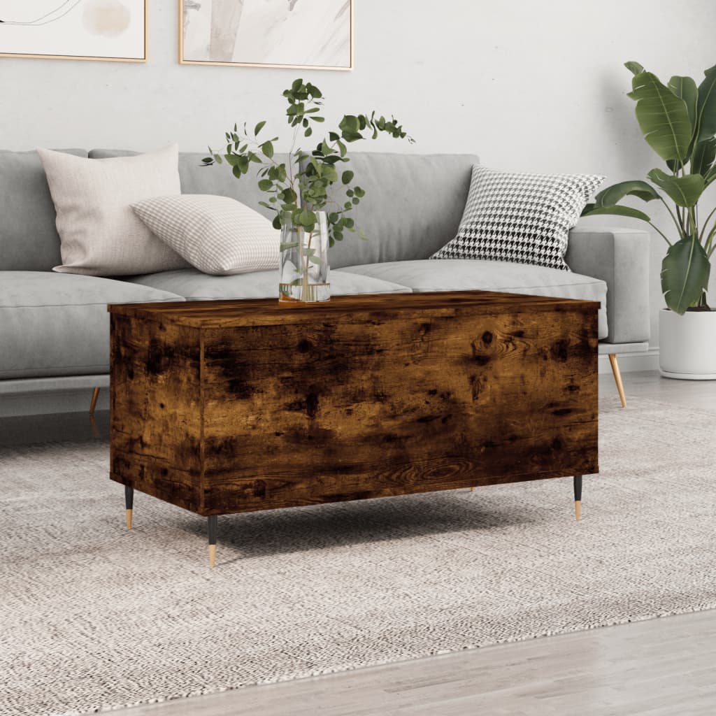 Salontafel 90x44,5x45 cm bewerkt hout gerookt eikenkleurig is nu te koop bij PeponiXL, paradijselijk wonen!
