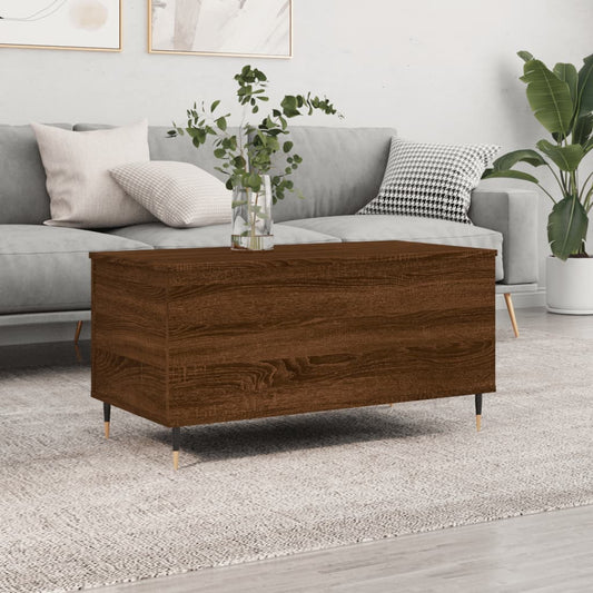 Salontafel 90x44,5x45 cm bewerkt hout bruin eikenkleur is nu te koop bij PeponiXL, paradijselijk wonen!