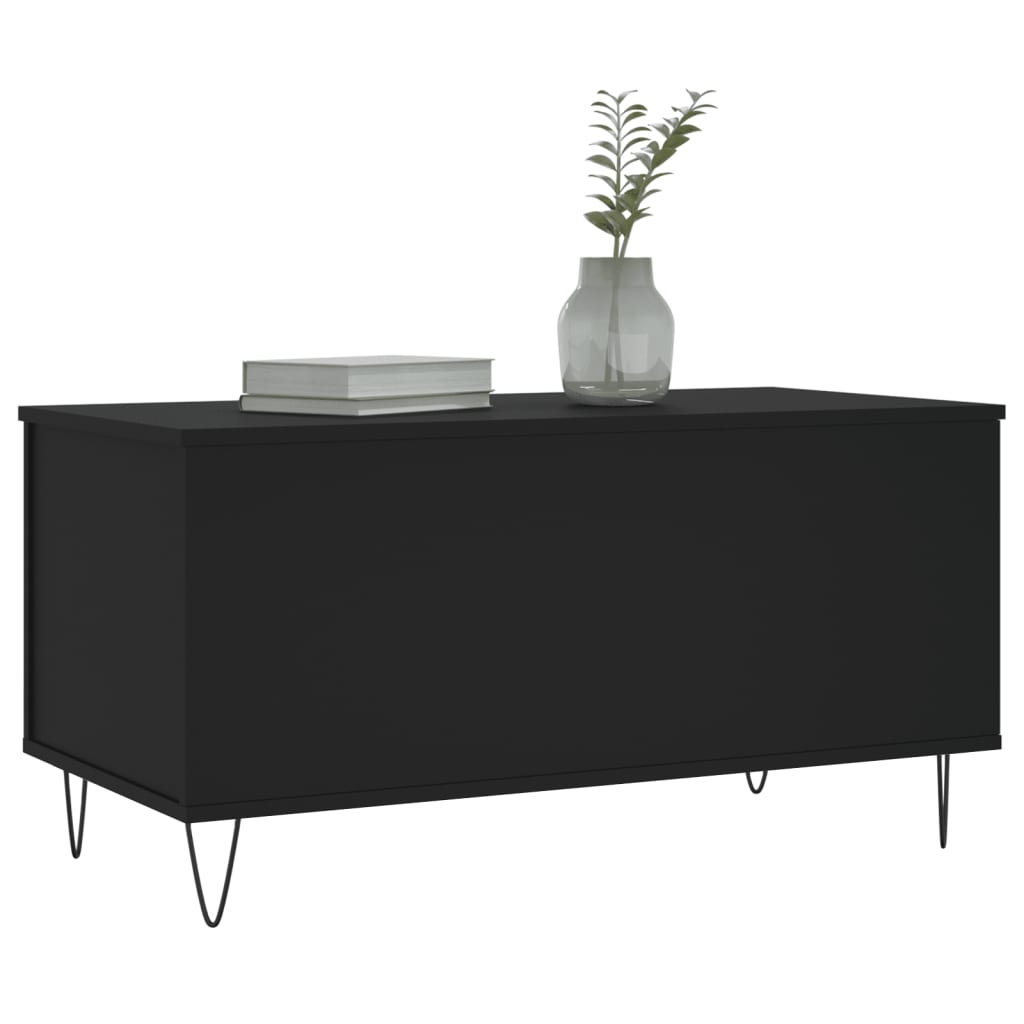 Salontafel 90x44,5x45 cm bewerkt hout zwart is nu te koop bij PeponiXL, paradijselijk wonen!