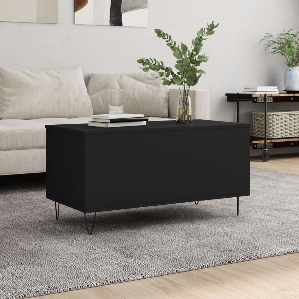 Salontafel 90x44,5x45 cm bewerkt hout zwart is nu te koop bij PeponiXL, paradijselijk wonen!