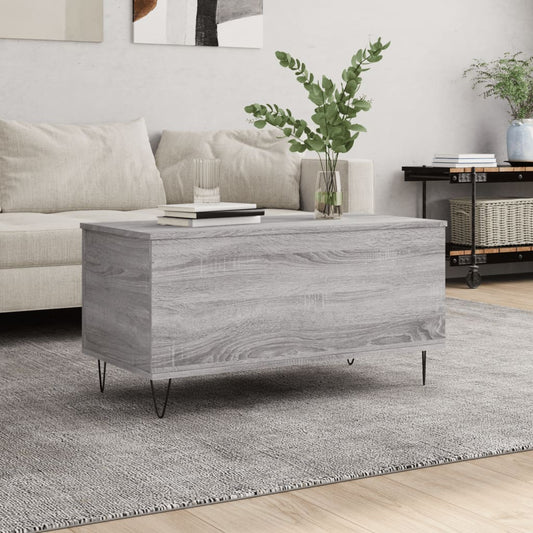 Salontafel 90x44,5x45 cm bewerkt hout grijs sonoma eikenkleurig is nu te koop bij PeponiXL, paradijselijk wonen!