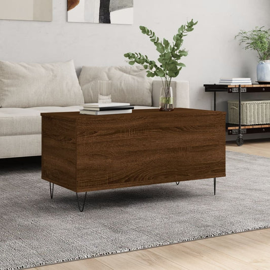 Salontafel 90x44,5x45 cm bewerkt hout bruin eikenkleur is nu te koop bij PeponiXL, paradijselijk wonen!