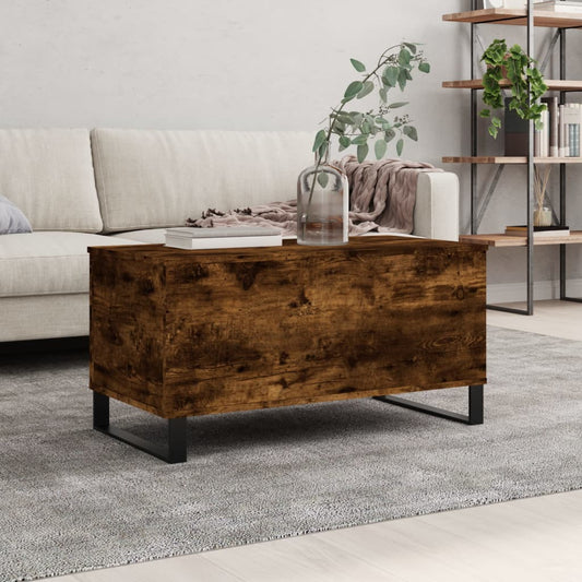 Salontafel 90x44,5x45 cm bewerkt hout gerookt eikenkleurig is nu te koop bij PeponiXL, paradijselijk wonen!