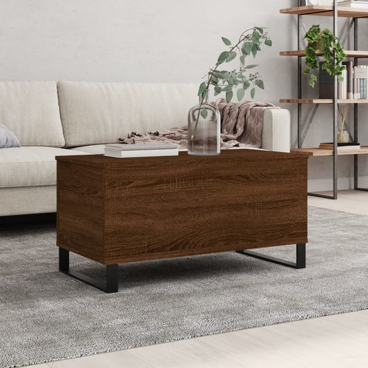 Salontafel 90x44,5x45 cm bewerkt hout bruin eikenkleur is nu te koop bij PeponiXL, paradijselijk wonen!