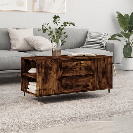 Salontafel 102x44,5x50 cm bewerkt hout gerookt eikenkleurig is nu te koop bij PeponiXL, paradijselijk wonen!
