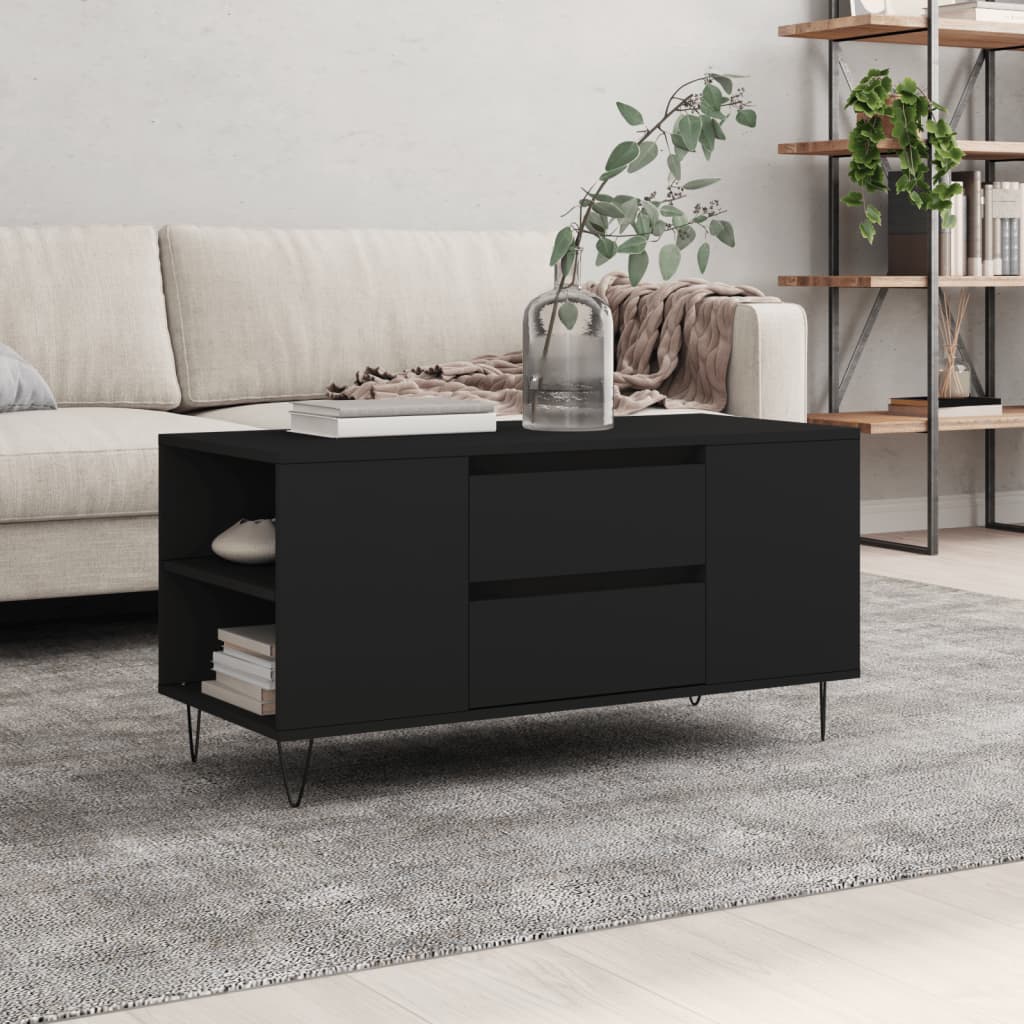 Salontafel 102x44,5x50 cm bewerkt hout zwart is nu te koop bij PeponiXL, paradijselijk wonen!