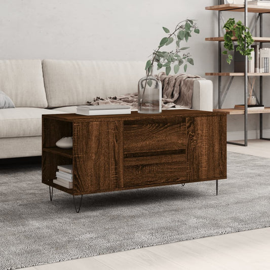 Salontafel 102x44,5x50 cm bewerkt hout bruin eikenkleur is nu te koop bij PeponiXL, paradijselijk wonen!